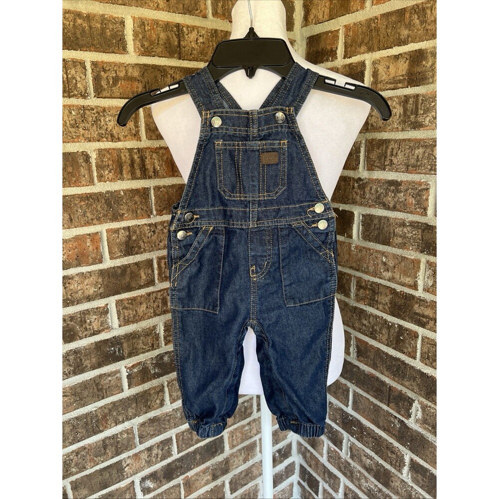 Lee Dark Blue Denim Baby Overalls Unisex 12 Months Snap Closures Classic